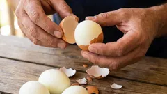 I realized that I had been cleaning eggs incorrectly my entire life. My wife, who is a chef, showed me the secret to getting the shell to come off the egg white by itself.